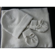 Caxemira do bebê recém-nascido cobre cobertores, chapéu e luvas